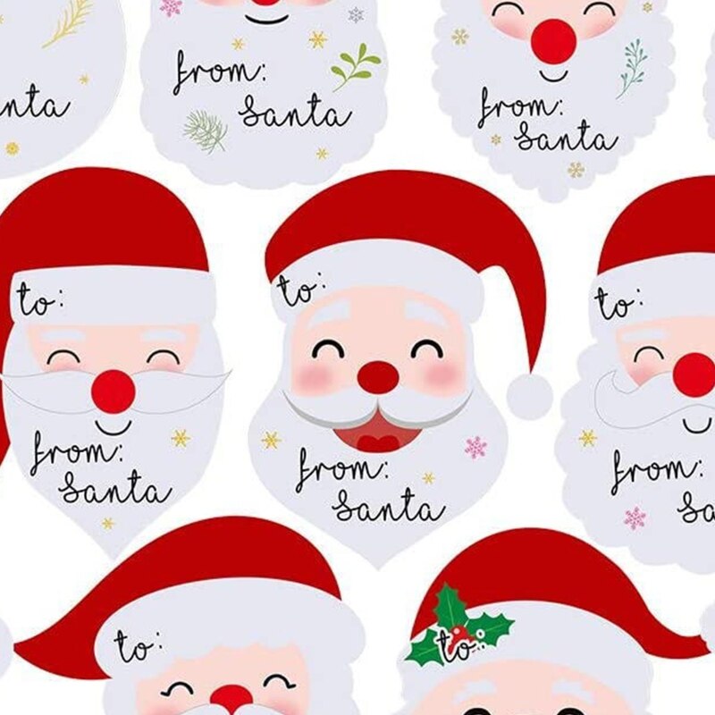 10 Sheets 90 Pieces Christmas Name Tags Stickers Cute from Santa Smile Labels for Xmas Festive Wrapping