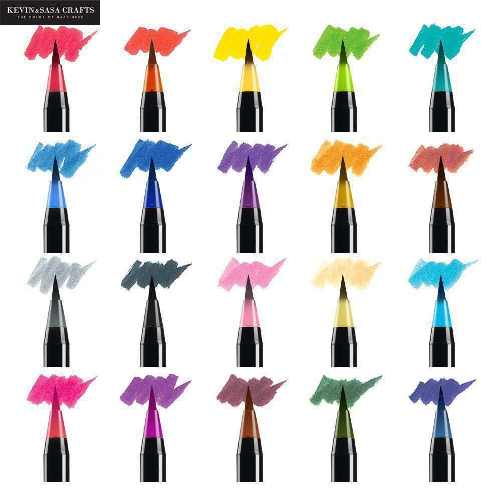 Juego de rotuladores para pintar, Set de 20 colores, pinceles suaves, marcadores de acuarela, lo mejor para colorear libros, suministros escolares, papelería