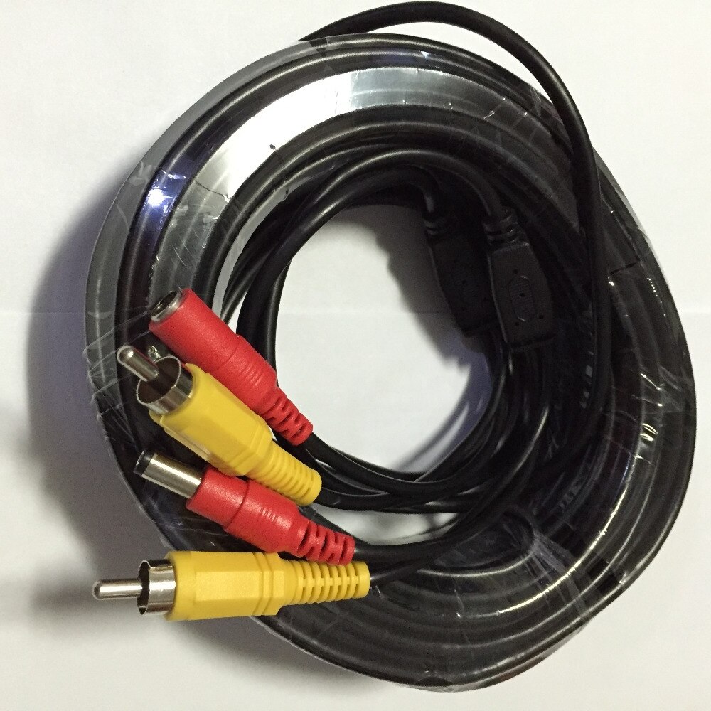 10m 15m 20m Video Power 5m RCA Cable For AHD 1080P CCTV Security Cameras 16ft DC 2.1 Cable Single RCA AHD DVR Systems