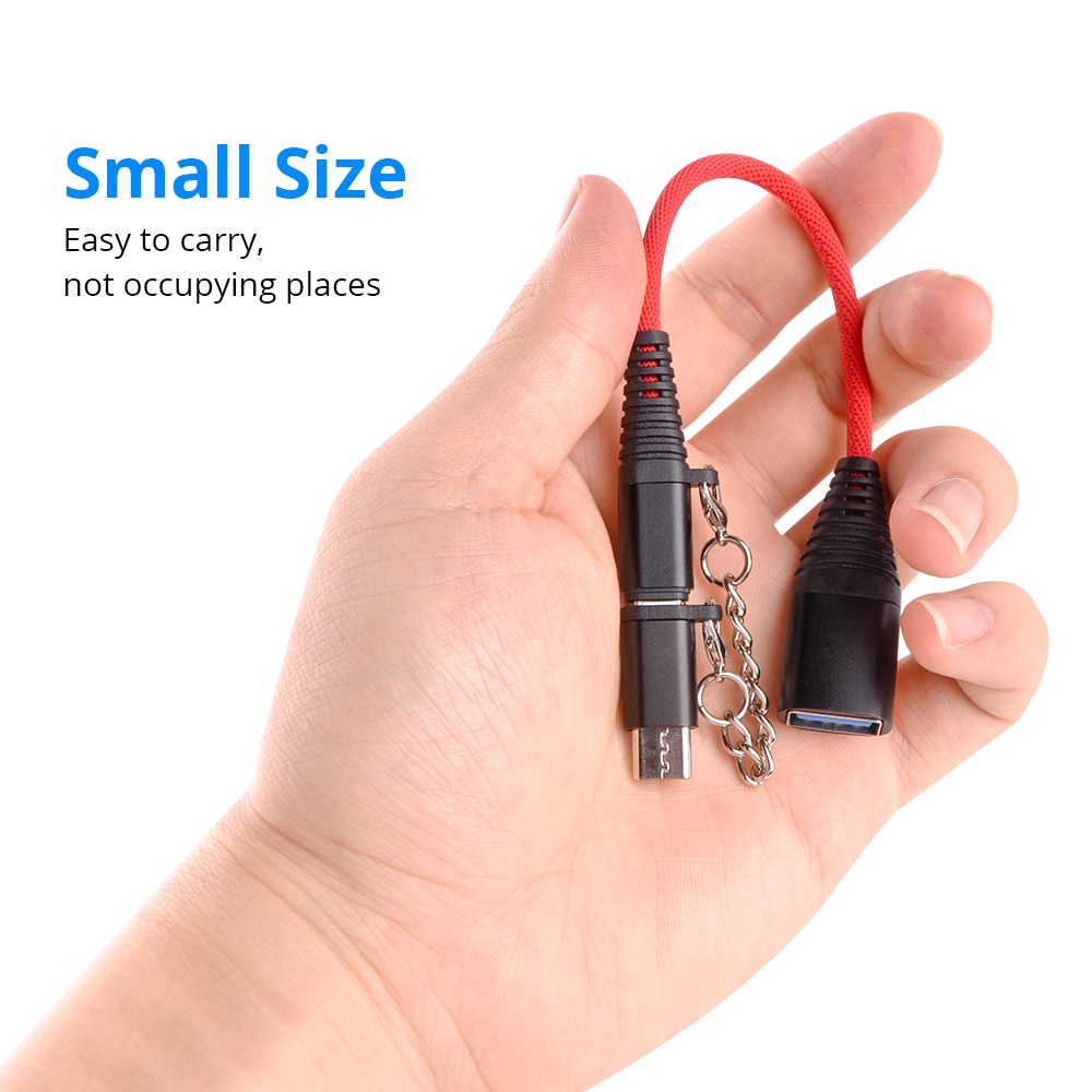 Fonken 2 in 1 otg usb-kabeladapter, micro usb type c naar usb-converter, mini korte micro usb-kabel, usb c-oplaadkabel