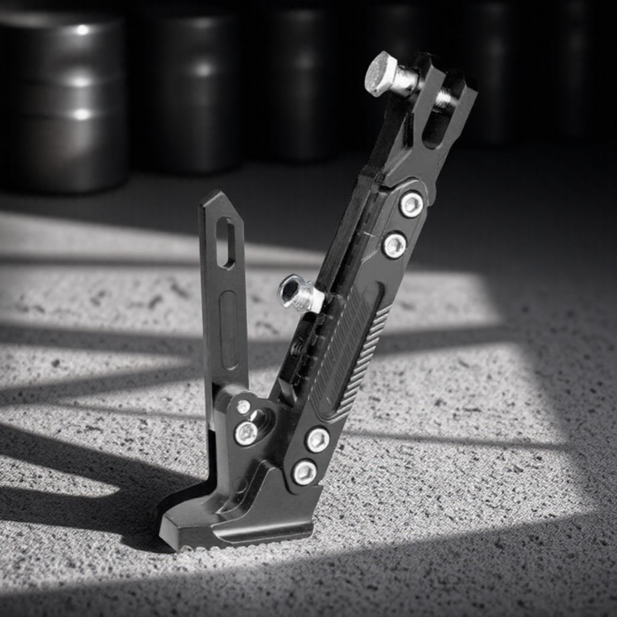 Suporte lateral ajustável para motocicleta elétrica, suporte para pés para estabilizador de estacionamento seguro, acessórios: Preto