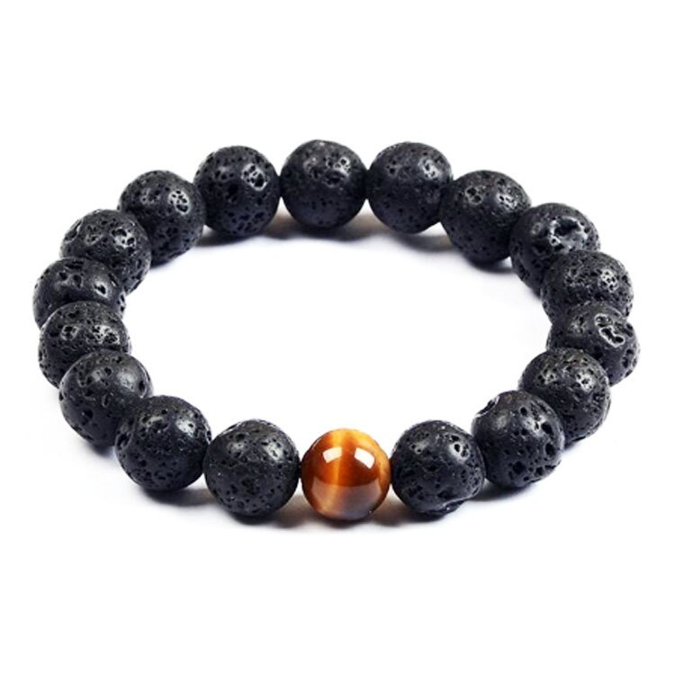 10 mm Naturstein Perlen Obsidian Armbinde handgefertigt Antiken Lava Buddha Braclet Für Männliche Armbinde Yoga Schmuck Homme