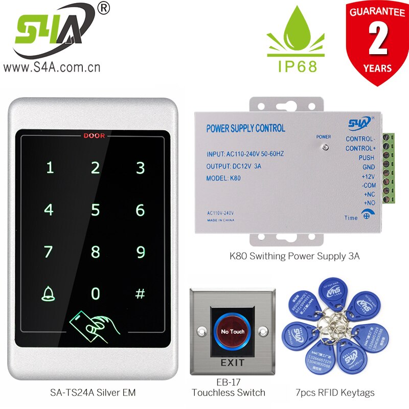 S4A RFID Access Control Standalone Controller Keypad Keyboard System Waterproof Door Lock Opener Card Reader