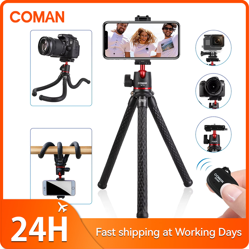 COMAN MT-35 Elastyczny statyw do aparatu Ukryty statyw do telefonu z uchwytem na zimną stopkę Statyw do smartfona DSLR do iPhone'a 15 Pro Max Samsung