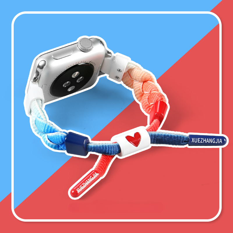 Nylonvevd rem til apple watch-reim sports 45mm 41mm 40mm 38mm løkke fargeblokkerende armbånd til iwatch 8 7 6 5 se klokkereim