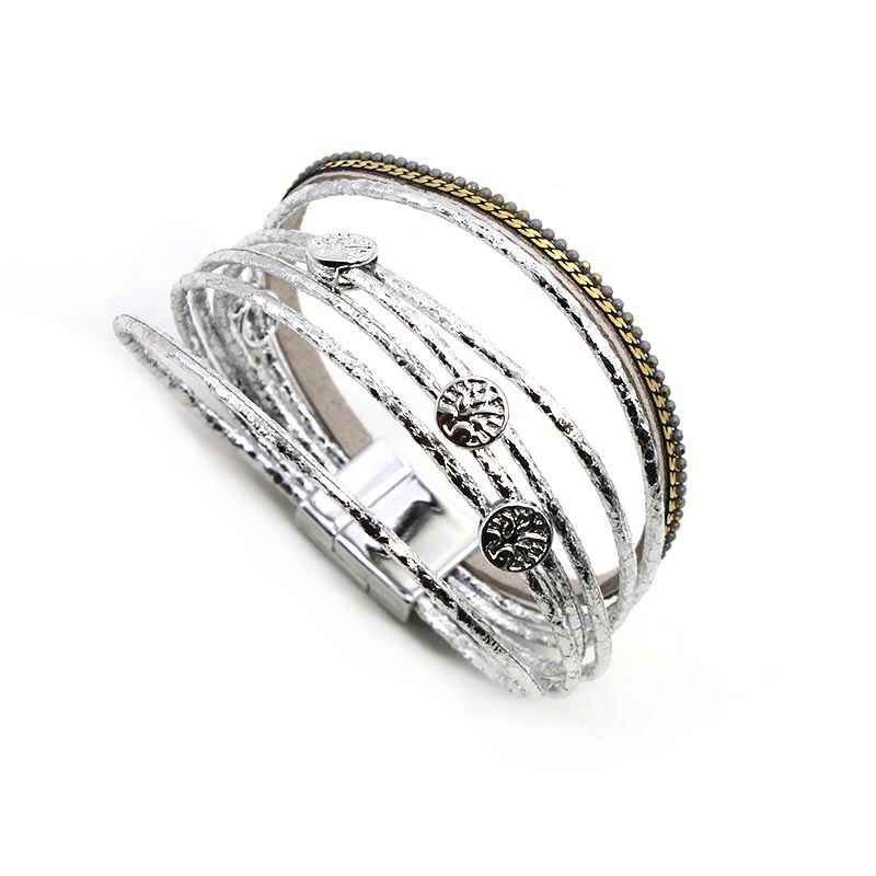 D &Ampere; D mehrschichtig Leder Armbinde Für Frauen wickeln Metall Reize modisch Schmuck Femme Zubehör Schmuck