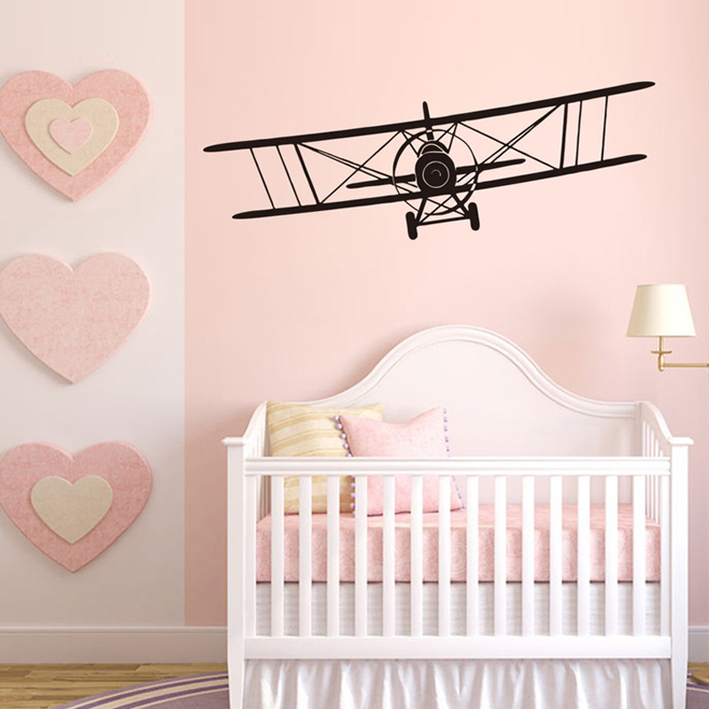 Autocollant Mural Rétro d'Avion pour Décoration de Fond de Chambre d'Enfant, Papier Peint d'Art, Décalcomanies d'Avion, de Maison