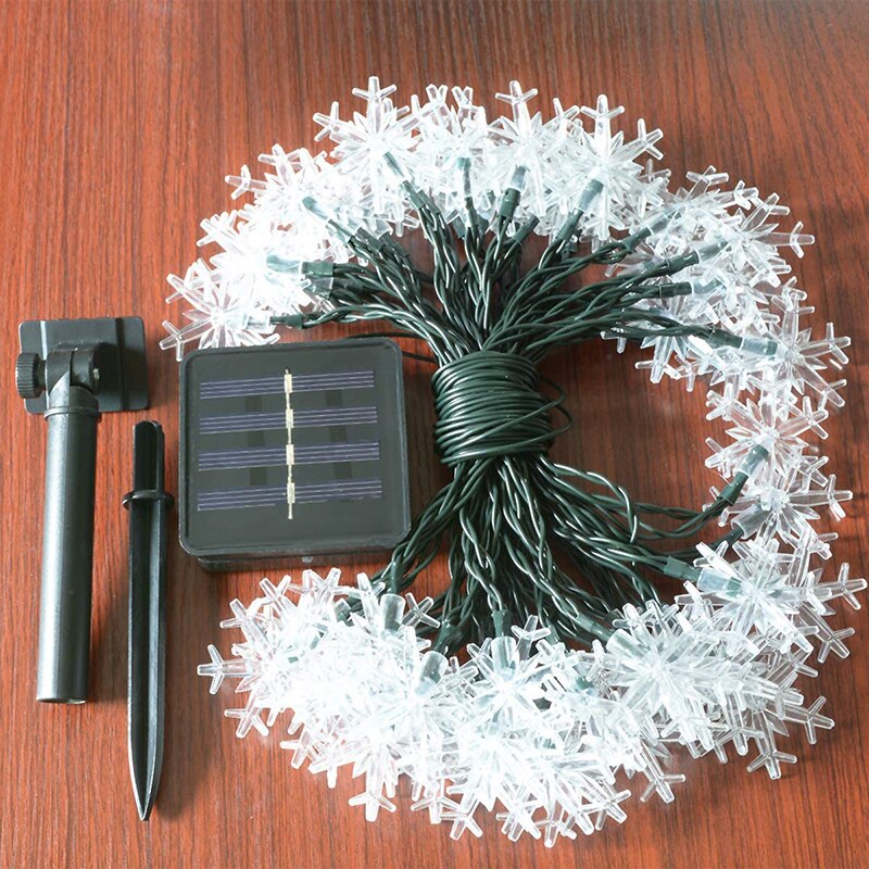 Solar Powered Snowflake 20 LED,30 LED,50 LED,100 LED String Lights,Romantic Decoration Fairy Light for Christmas, Outdoor Party