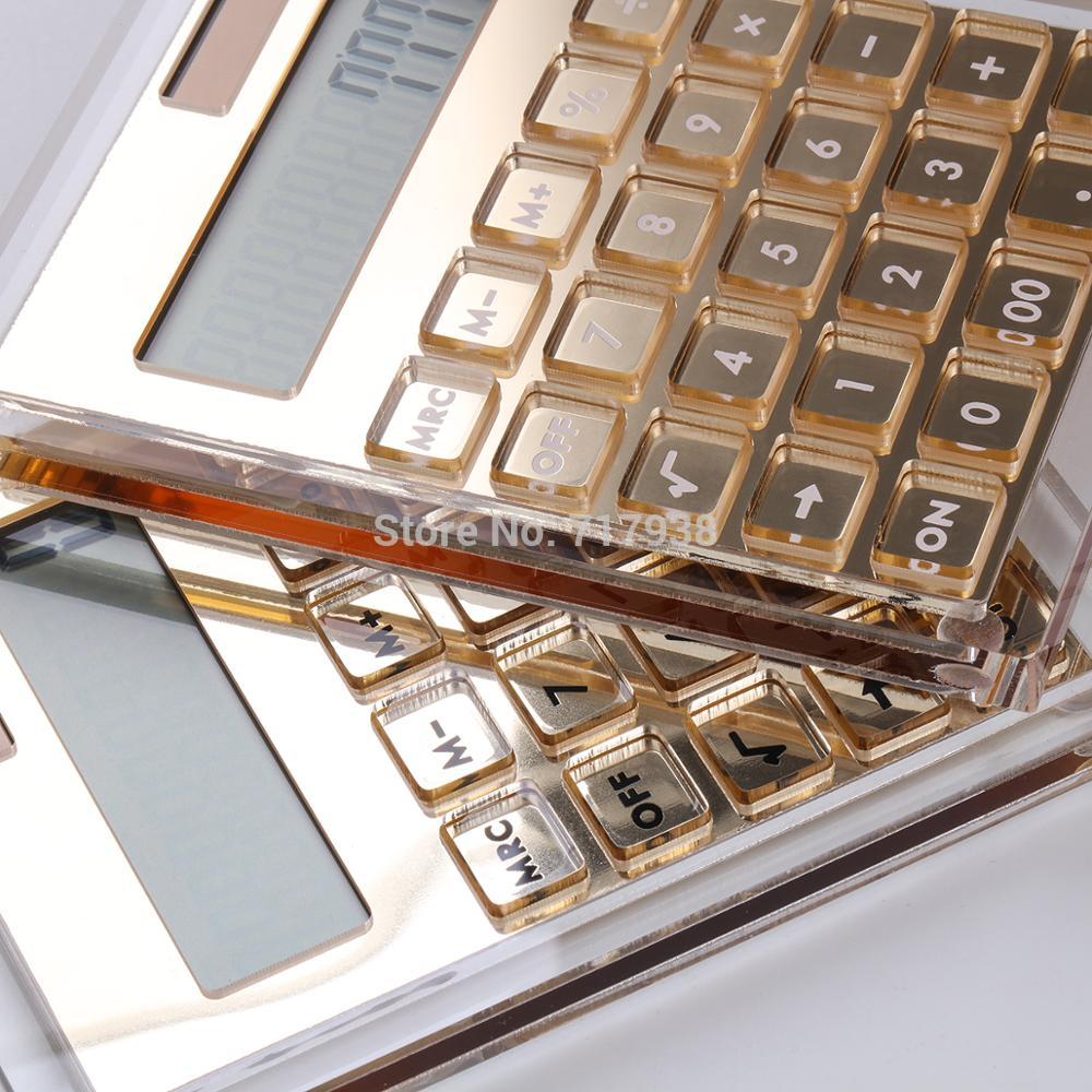 Acrylic Storage Box with Mirror +solar energy Calculator Desk Kit