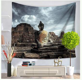 60 * 50 tommer buddha trykt gobelin blød polyester vægophæng kunst gobelin hjem stue soveværelse indretning hængende billeder: B / 95 x 70cm
