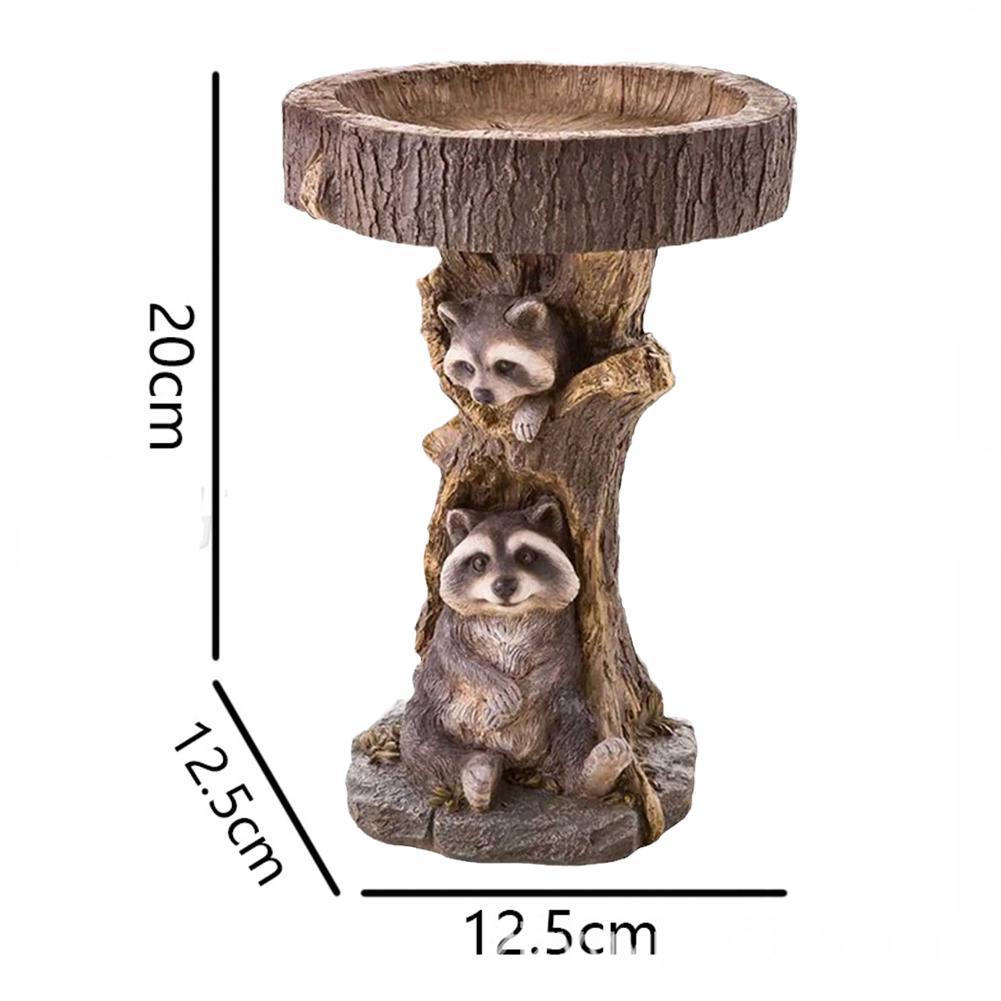 Resin Raccoon Birdbath Polyresin Antique Garden Bird Bath For Home Garden Yard Garden Decoration Outdoor Gardening Yard Dec L9v0: C