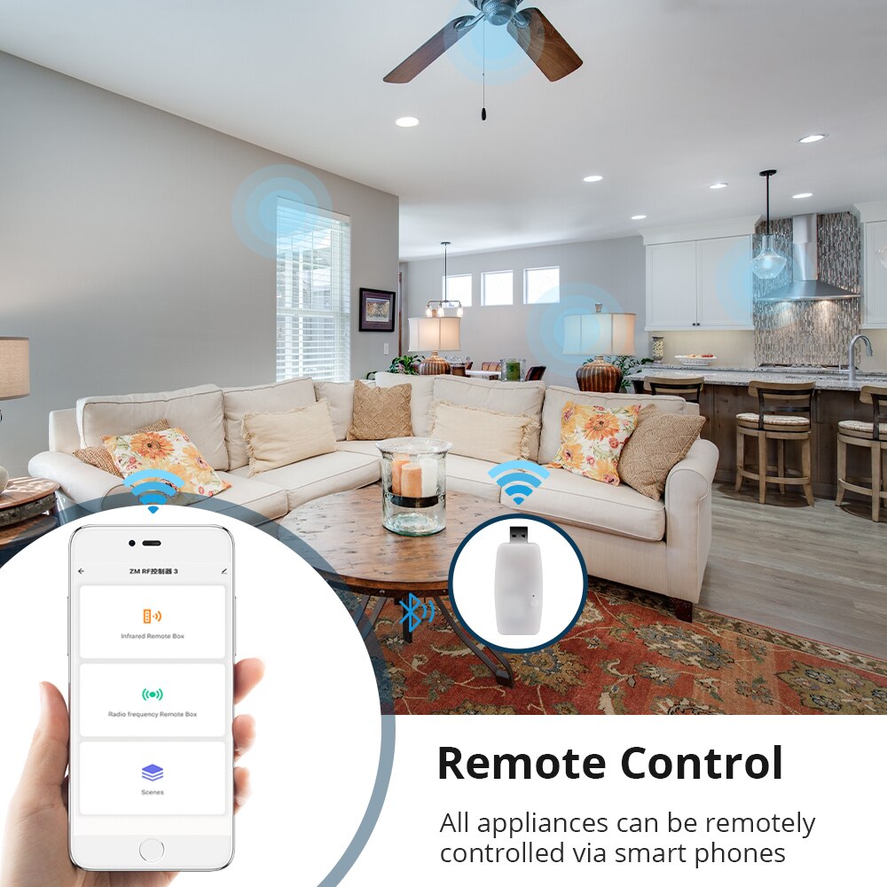 Zemismart RF+IR Universal Remote Control WiFi Smart Home Automation Tuya App Alexa Google Home Control Curtain Motor Air-Con