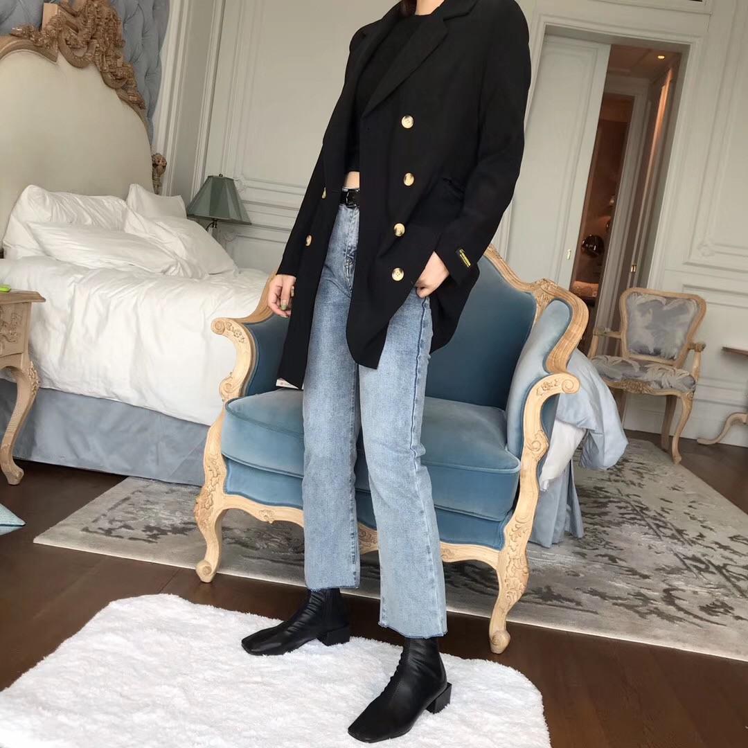 Starke ferse mit kurzen stiefel einzelnen Stiefel kurze röhre flut herbst neue weiche niedrigen ferse quadratischen kopf größe 35-39: Schwarz / 36