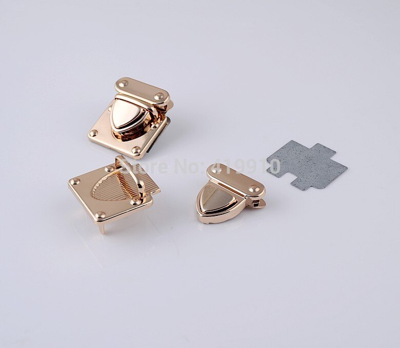 Gratis -10 Sets Rose Gouden Sieraden Houten Case Dozen Zak Maken Lock Klink Hardware32mm x 33mm, 31mm x 30mm, J1821