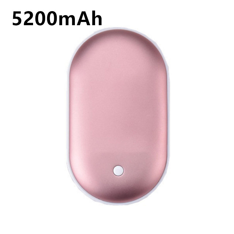 Portable Mini Hand Warmer 2 In 1 USB Rechargeable Cobblestone Pocket Mobile Power Bank Reusable Electric Winter Heater: 5200mah pink
