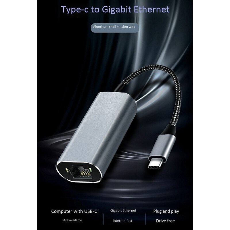 Adaptateur TYPE-C vers Ethernet, adaptateur réseau RJ45 Gigabit Ethernet, pour système Win8/10 et Apple Mac Os