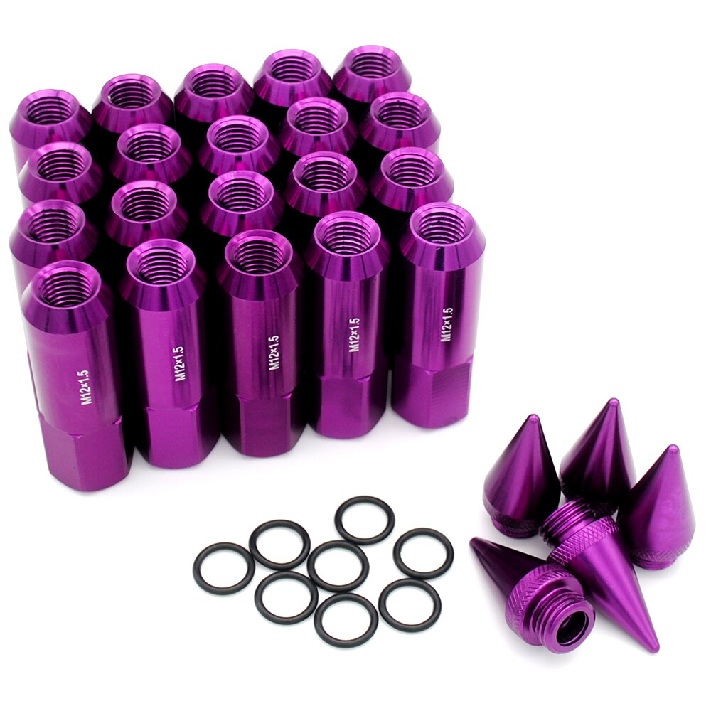 20 Pcs / Set M12X1.5 90mm Wheel Tire Rim Lug Nuts Aluminum Extended Tuner with Pointed Spike Cool Look Fit Most Cars