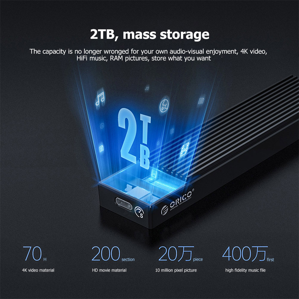 Orico Lsdt M.2 Nvme Ssd Behuizing 10Gbps/5Gbps Aluminium M.2 Nvme Ssd Behuizing USB3.2 GEN2 X2 Type-C Voor M.2 Hdd Tot 2Tb C