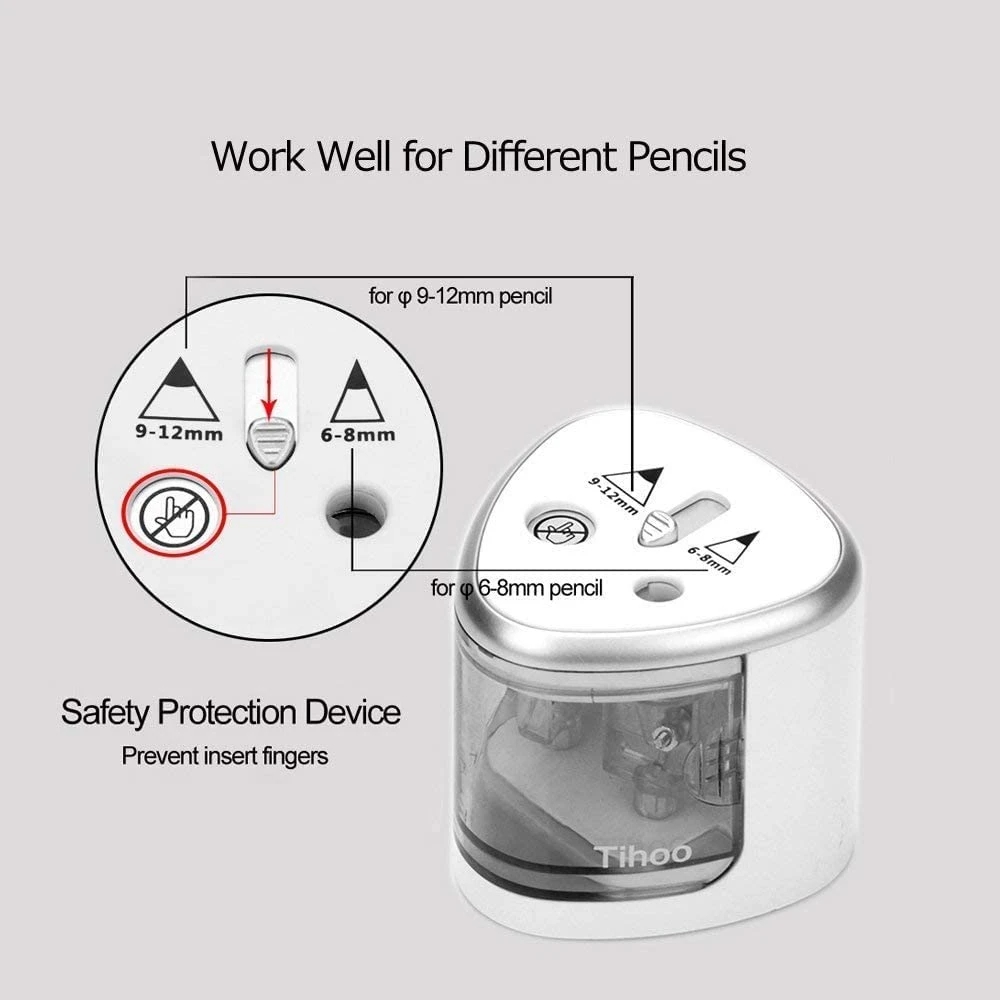 Tenwin Two-hole Electric Automatic Pencil Sharpener Switch Pencil Sharpener Home Office School Supplies Stationery Art