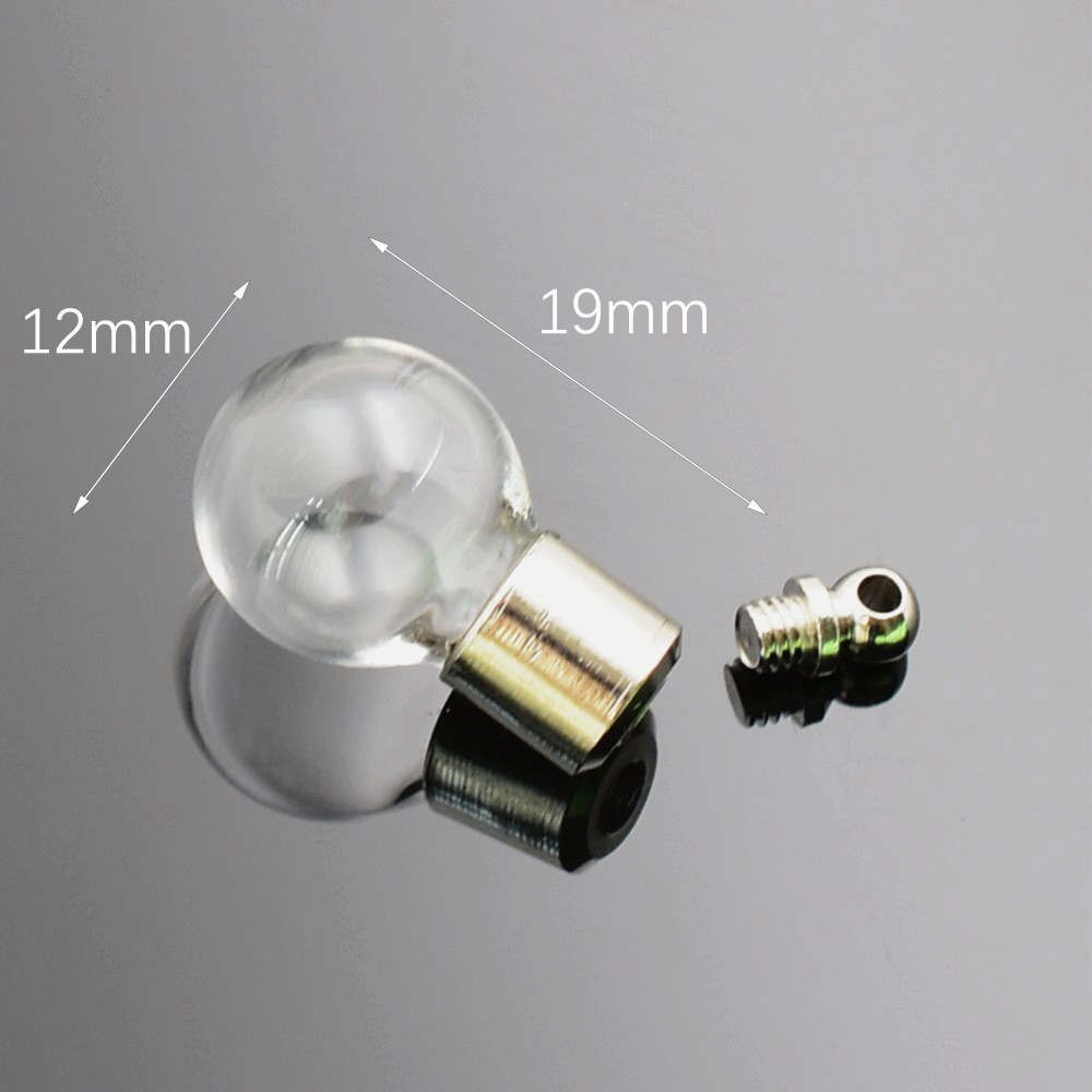 10piece SCREW CAP glass vial pendant Miniature Wishing Bottle clear oil charm name or rice art mini glass bottle craft materia: ball