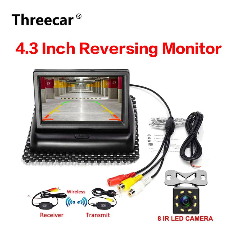 4.3 Inch Hd Opvouwbaar Car Rear View Monitor Omkeren Lcd Tft Display Met Nachtzicht Backup Achteruitrijcamera Voor Voertuig