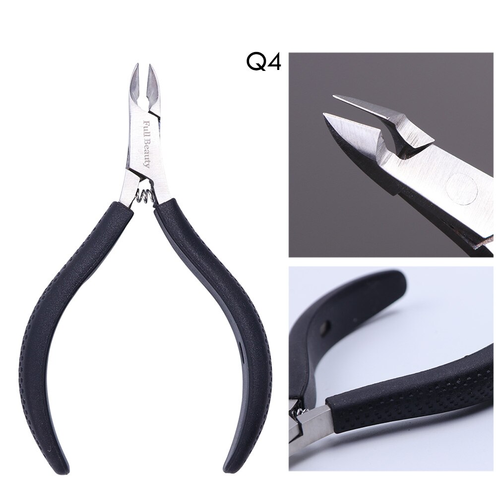 Nail Cuticle Clipper Manicure Scissors Stainless Steel Trimmer Pliers With Spring Black Red Dead Skin Cutter Nail Tools SAQ1-8