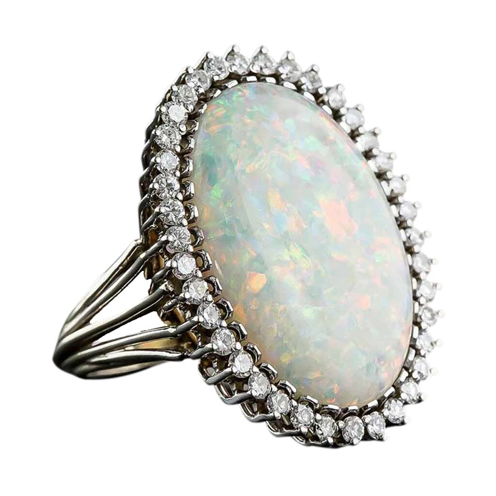 Nahen Osten Afrika Antike Silber Überzogene Oval Große Opal Ring Boho Schmuck Mondstein Edelsteine Ring Hochzeit Engagement Schmuck