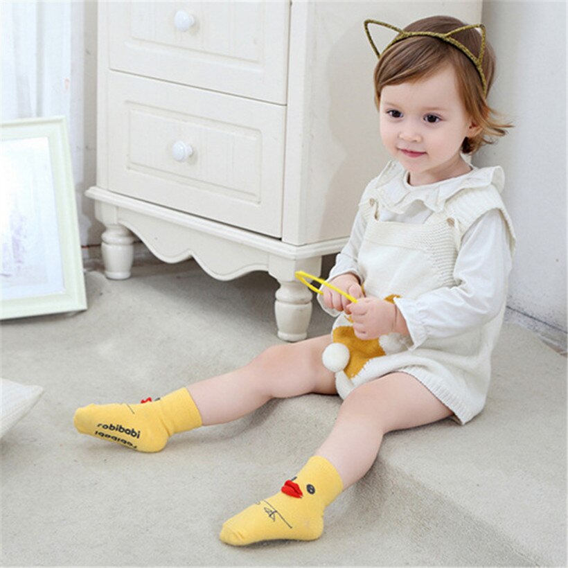 0-4Y baby cute socks little yellow duck cartoon cotton antiscivolo lovely infant toddler floor sock kaus kaki bayi/chaqaloq paypoq