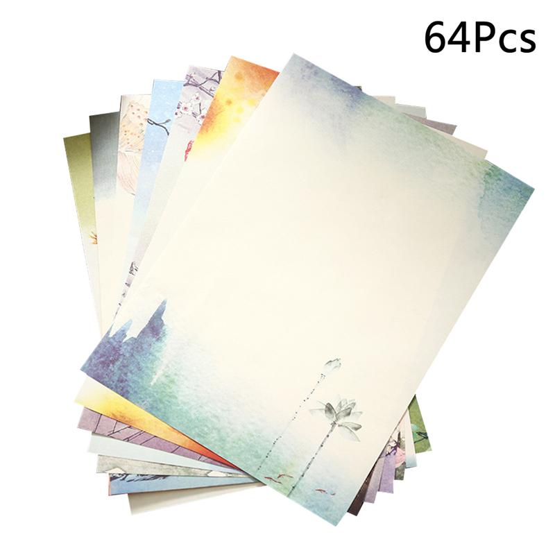 64pcs Chinese Style Retro Writing Paper Vintage Letter Paper Stationery Sets (Mixed Pattern)