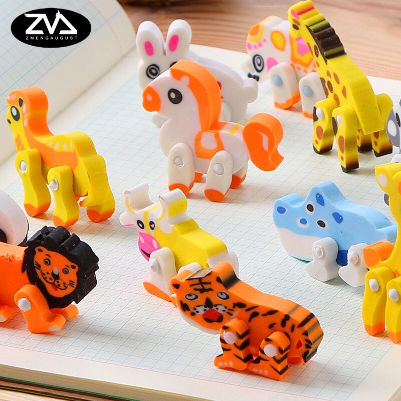 4 unids/bolsa kawaii goma de borrar de animales lindos papelería creativa Oficina escuela suministros papelería para niños