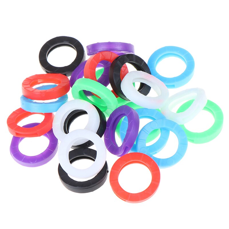 24/32pcs Round Soft Silicone Hollow Multi Color Rubber Soft Keys Locks Cap Key Covers Keyring Elastic Case