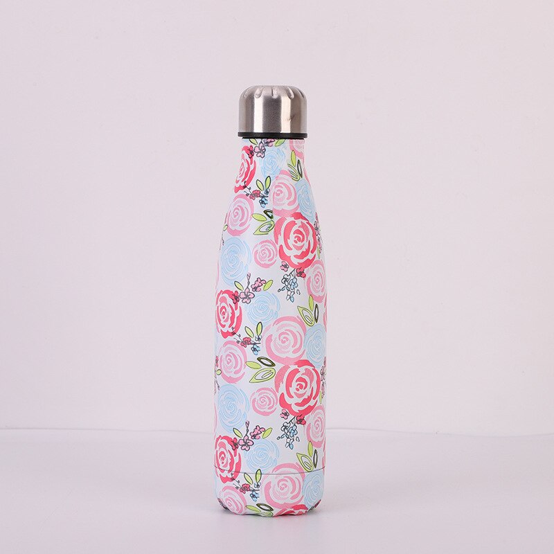 Blumen- Wasser Flasche 500ml Sport Isolierte Wärme Kälte Tasse Edelstahl Thermoskanne Fitnessstudio Shaker Tragbare Getränk Flasche Tee becher: G