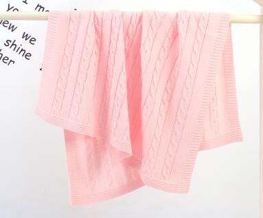 Baby tæppe strikket nyfødt swaddle wrap tæpper super blødt barn spædbarn sengetøj dyne til seng sofa kurv klapvogn tæpper: 82 w 527 lyserød