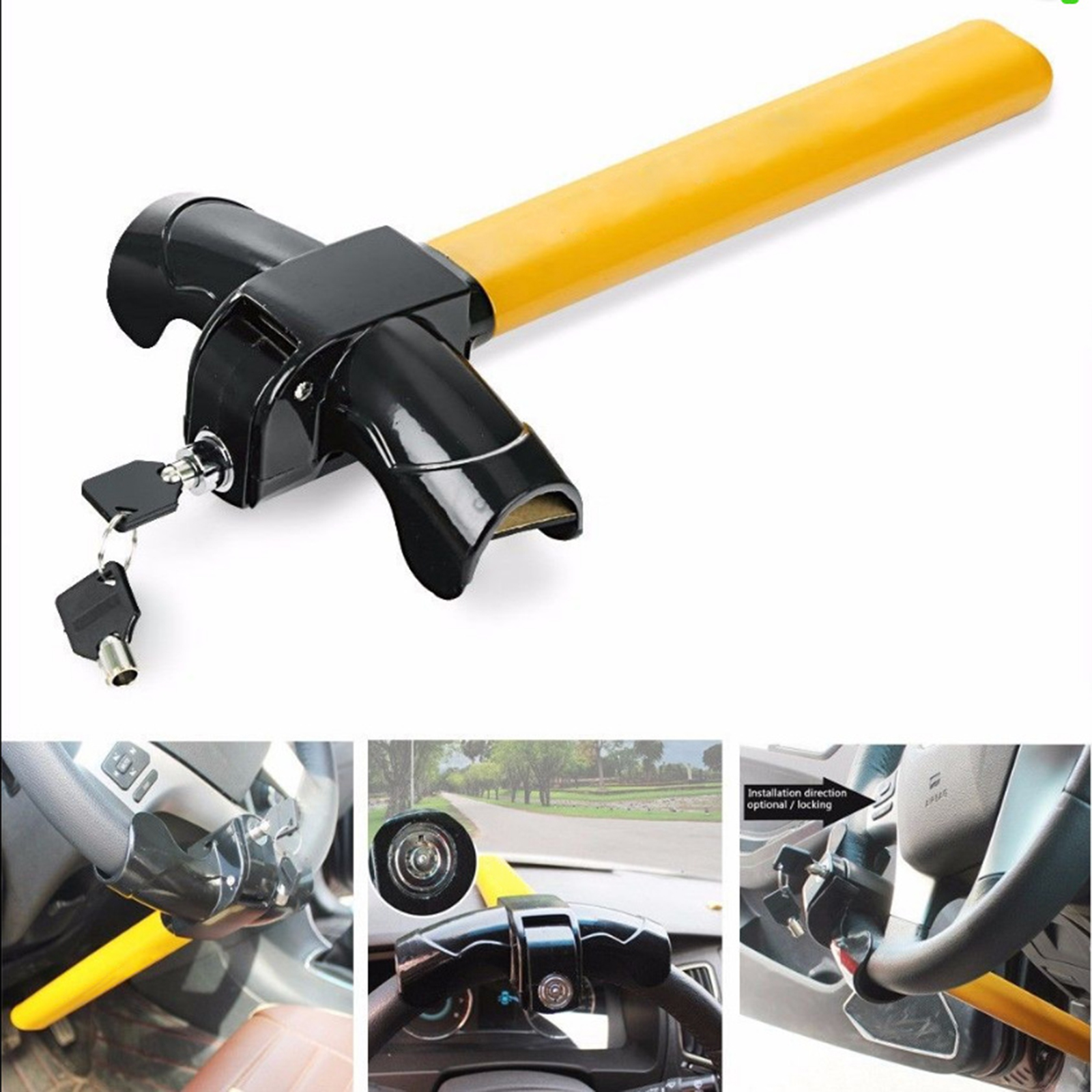 Heavy-duty Anti-theft Car Truck Safety Rotating Steering Wheel T-lock To Enhance Car Safety General Car Steering Wheel Lock