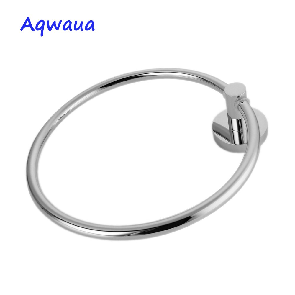 Aqwaua baderomshåndklering håndkleholder rund håndklestativ baderomstilbehør hel messing kropp krom håndkle hånddusj