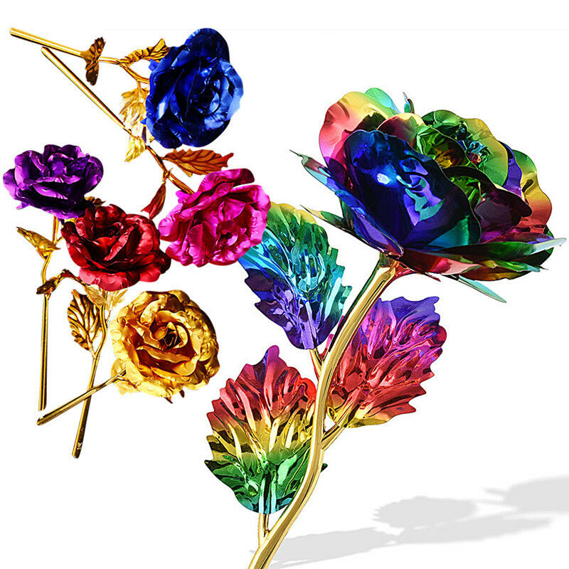 24k guld rose blomst valentinsdag festlig fest bryllup fødselsdag multi-farve belagt romantisk elsker kæreste