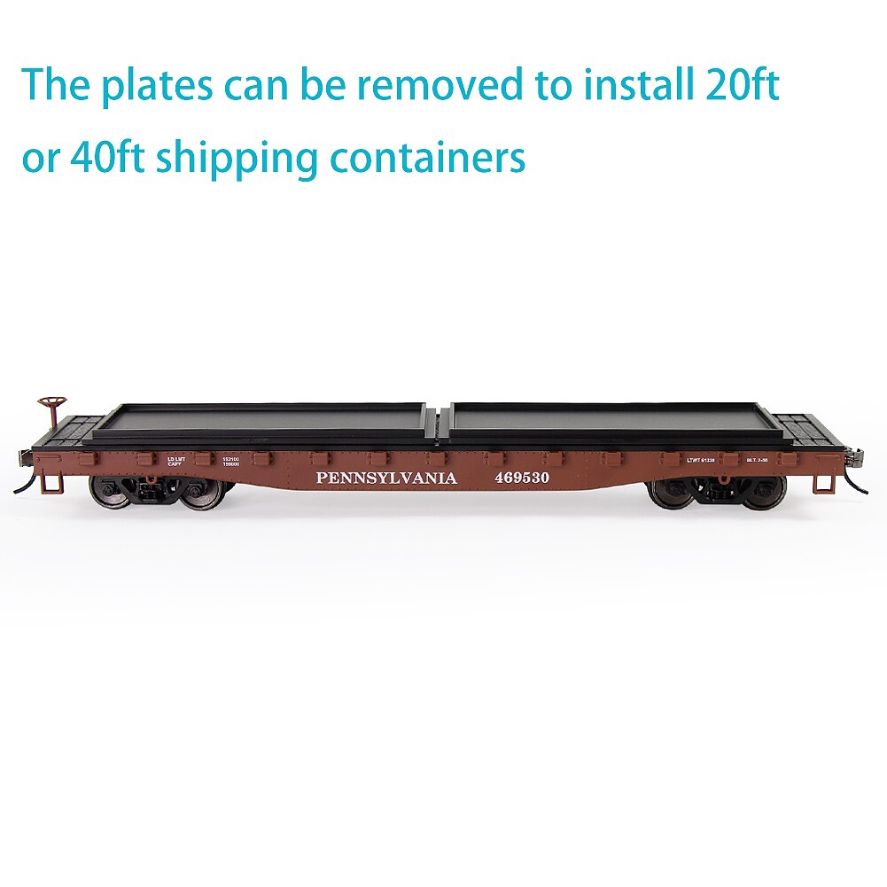 2pcs HO Scale 1:87 52ft Flat Car Flatbed Transporter Carriage C8741 Freight Car Model Railway: PENNSYLVANIA 469530