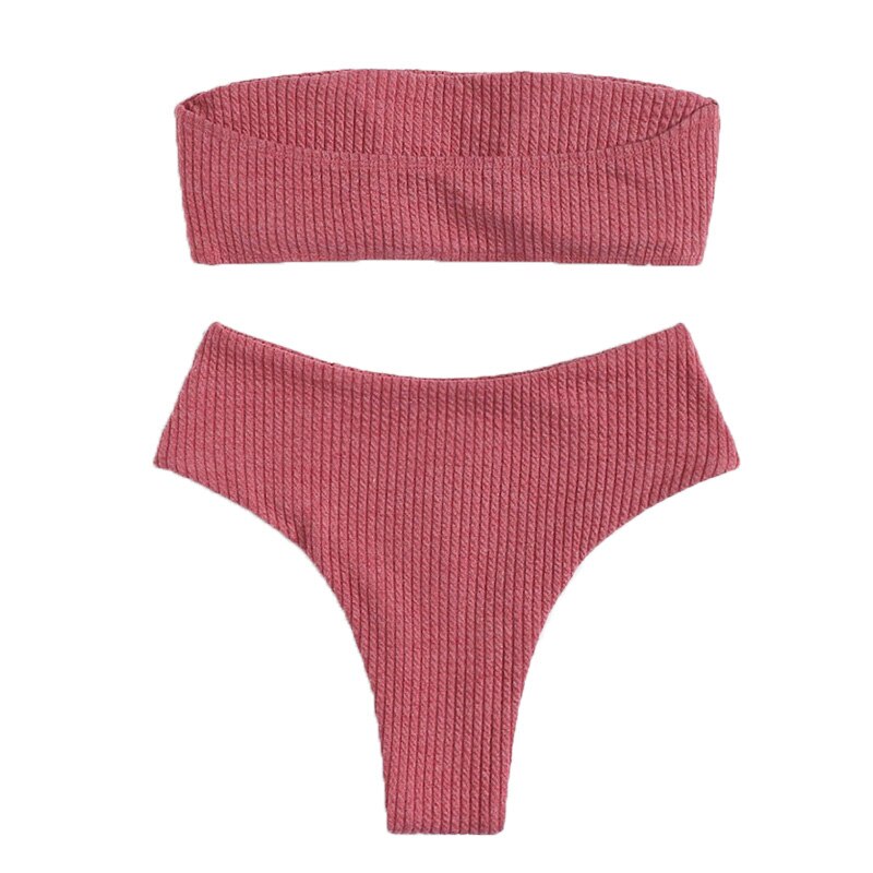 Vrouwen Strapless Bikini Sexy Bandeau Bikini Set Twee Stuk Badpak Off Schouder Badpak Met Gevoerde Vrouwelijke Strand Bikini