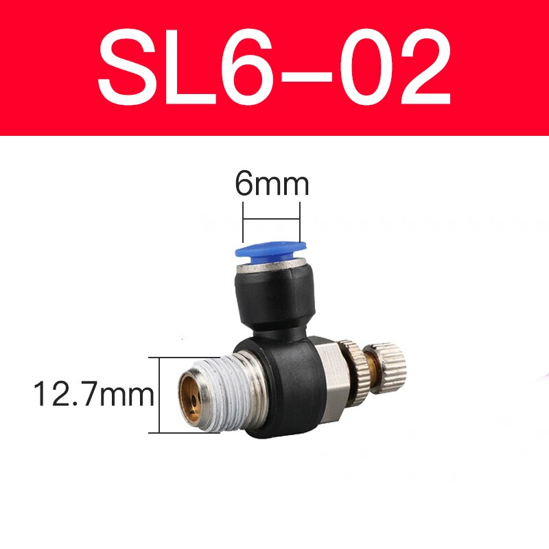 Blue pneumatic connector SL 4/6/8/10 / 12mm series pneumatic throttle speed control valve external thread cylinder throttle: SL 6-02