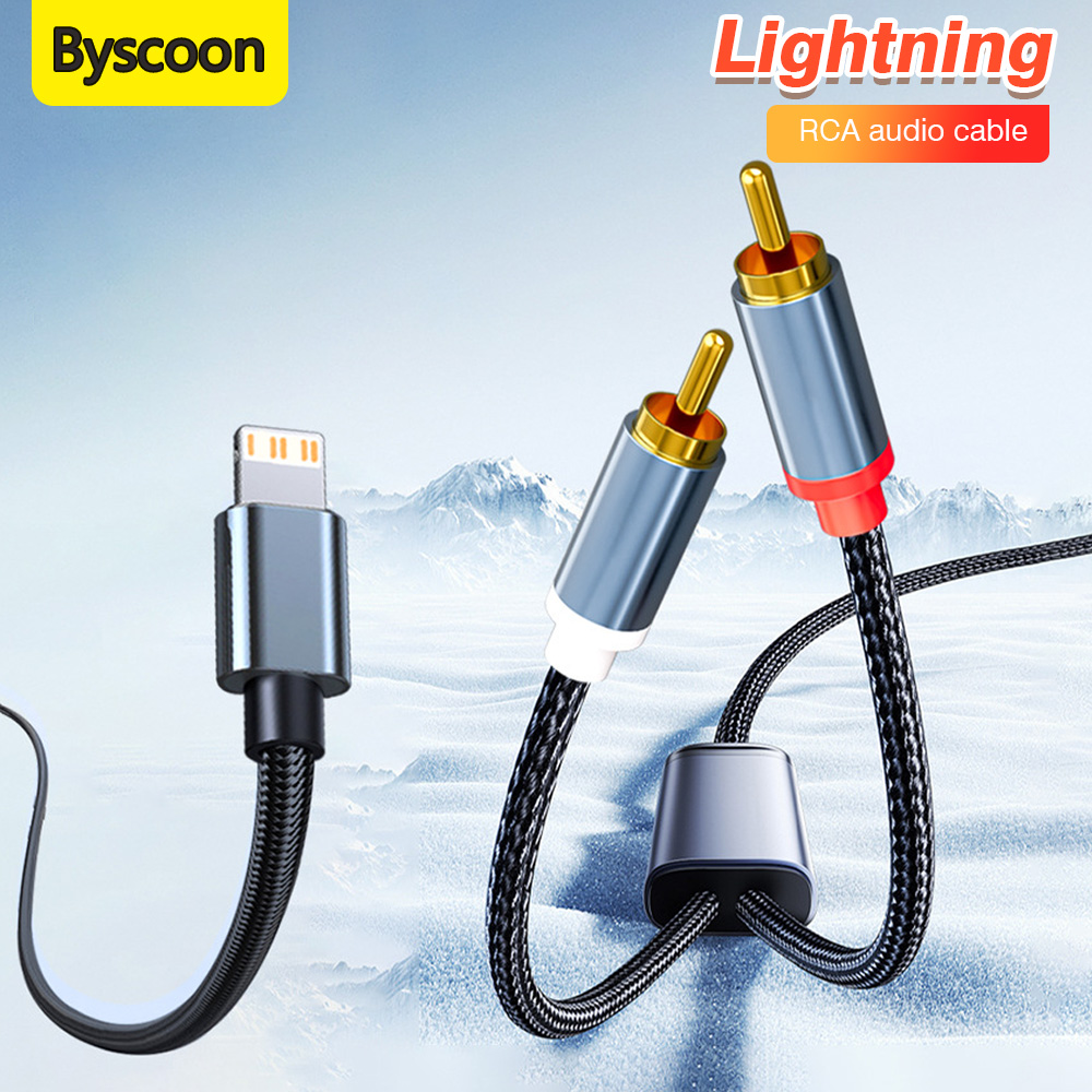Câble Lightning vers RCA, adaptateur Audio Aux pour iPhone 14 13 12 11 iPad pour amplificateur de puissance, cordon de haut-parleur de cinéma maison de voiture