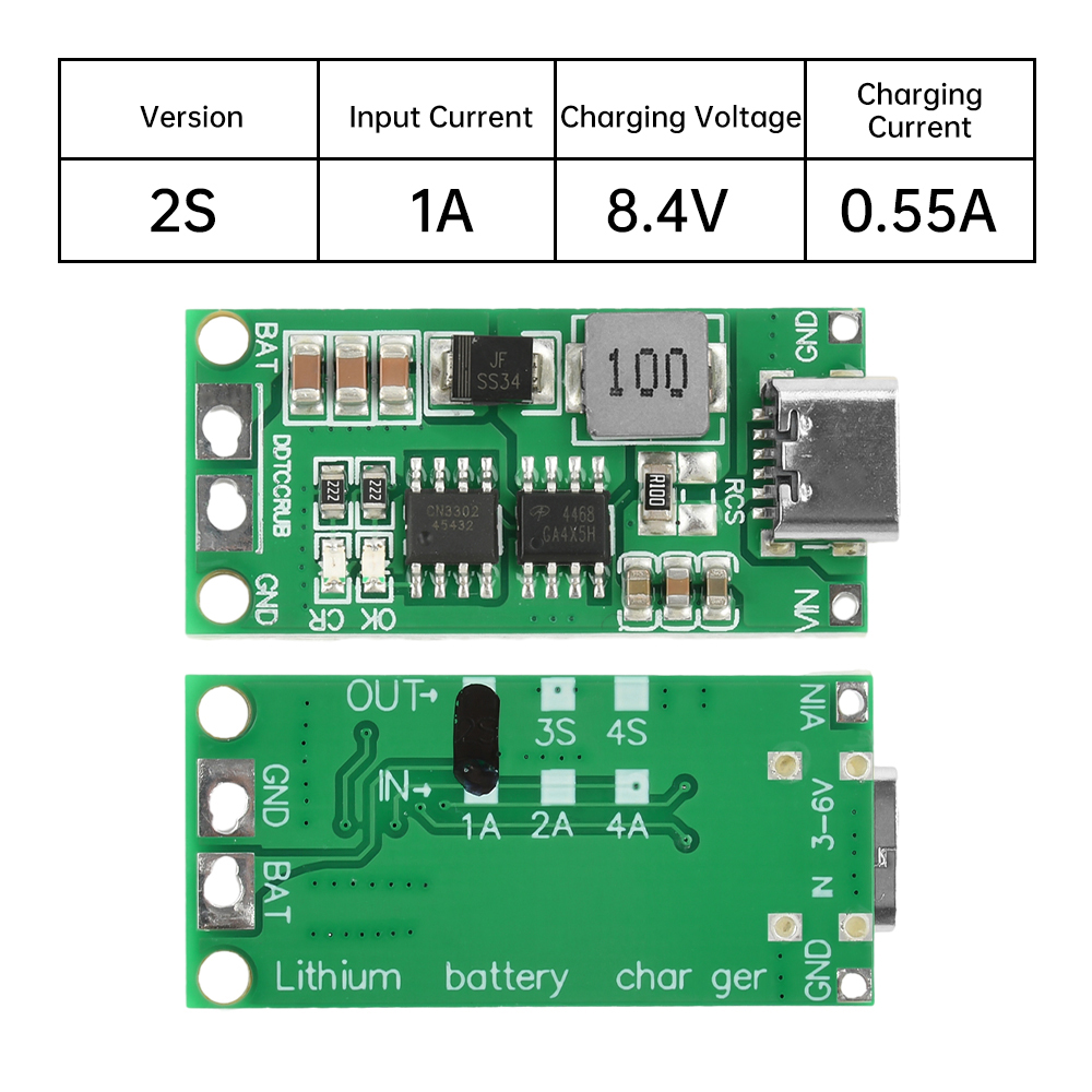 Flercells 2s 3s 4s typ-c  dc3-6v to 8.4v 12.6v 16.8v step-up boost 18650 litiumbatteri lipopolymer litiumjonladdningskort: Beige