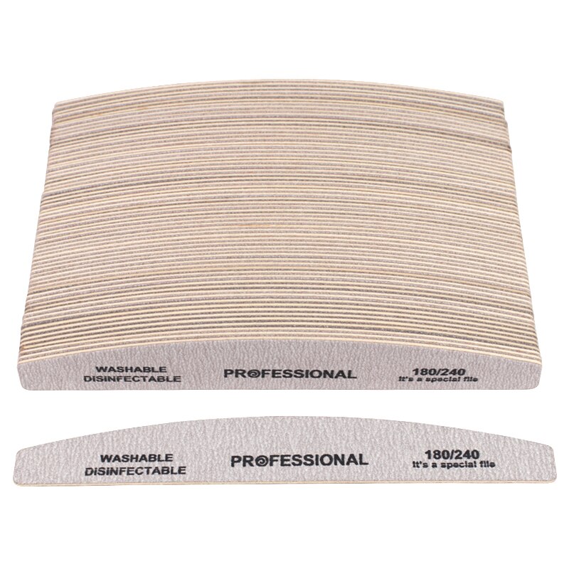 50 Uds. De Lima de uñas de madera gris, 180/240, búfer de uñas de madera 100/180, tablero de esmeril, Gel UV de Lima, bloque para pulir manicura: 180-240