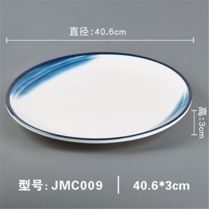 Melamin hav blå hvid service phnom penh geometri service keramisk fad porcelæn dessert porcelæn kage tallerken: 40.6 x 3