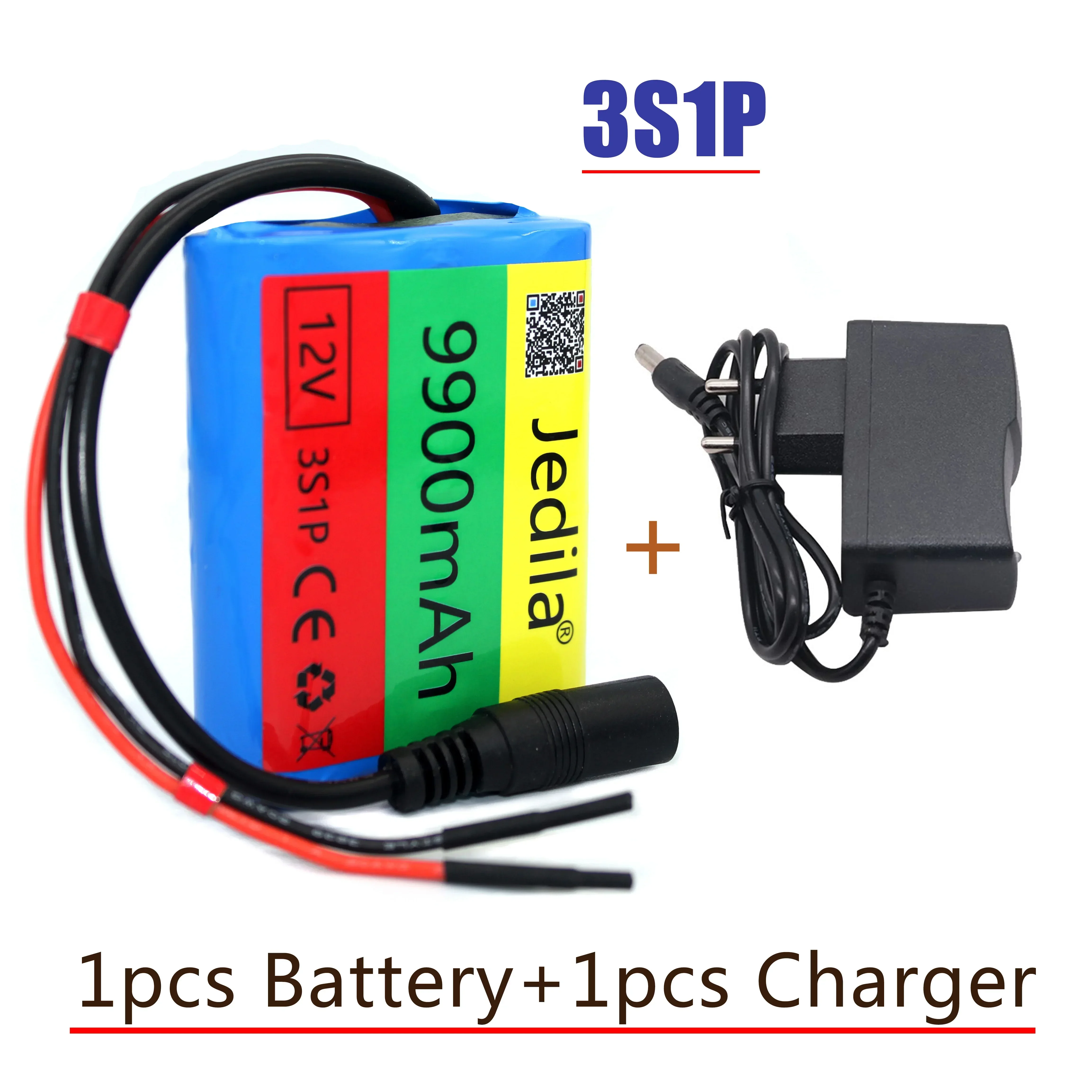 .12V.9900 mAh.3S1P.Batterie Au Lithium.18650.Batterie Au Lithium Pack Protection Conseil Rechargeable.1A Chargeur.: WHITE