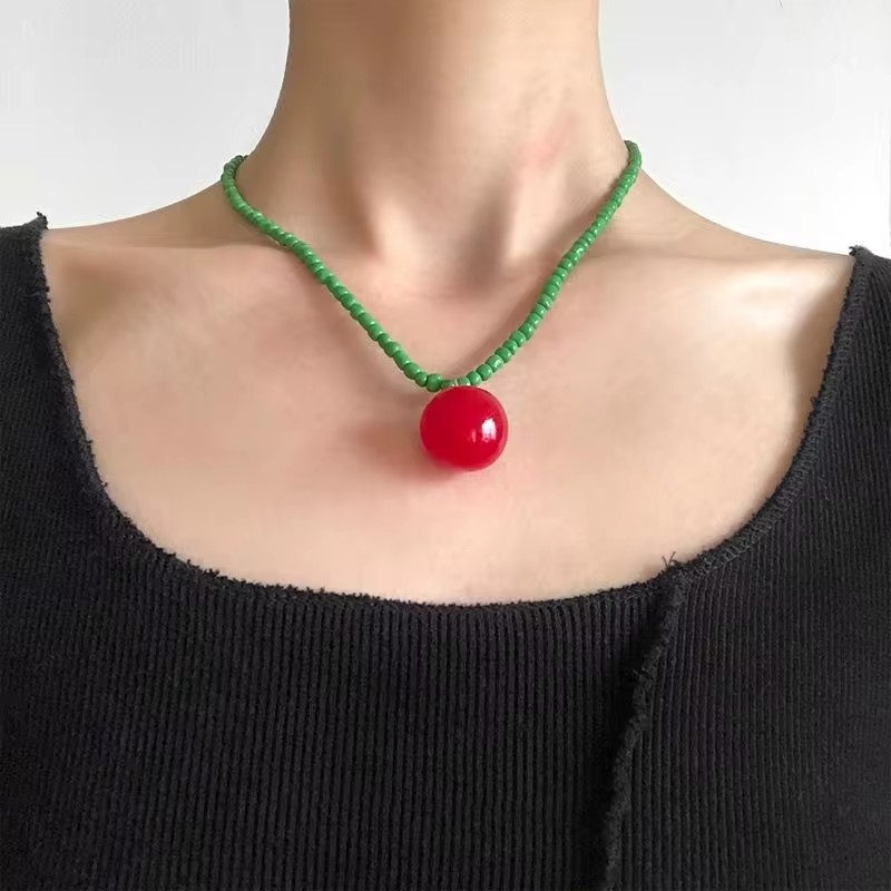 Kpop Boho Śliczny Kolorowy Pomidor Gwiazda Serce Ryba Wisiorek Naszyjnik Koralik Dla Kobiet Estetyczna Biżuteria Y2K Charm Biżuteria EMO Scena Akcesoria
