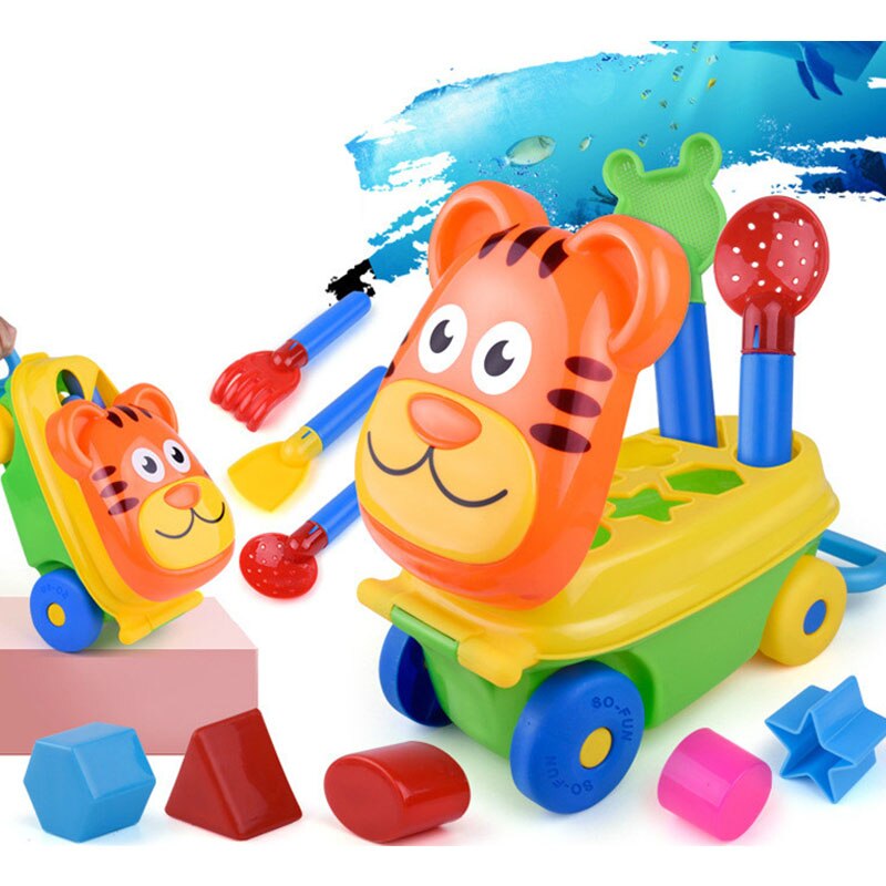 15Pcs Zomer Kinderen Strand Speelgoed Strand Tool Set Kinderen Hand Winkelwagen Strand Speelgoed Set Zomer Strand Speelgoed