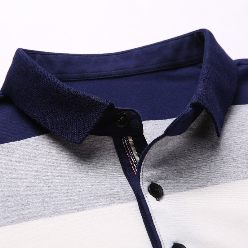 Mærker polo shirt herre stribet lange ærmer slim fit merceriseret bomuld poloshirt afslappet herre tøj