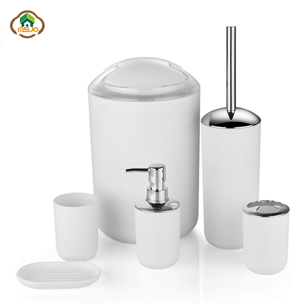 MSJO Bathroom Accessories Set 6PCS Decor Storage Black Soap Dispenser Toothbrush Toothbrush Holder Modern Home Decor Accessories