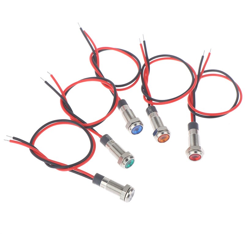 IP67 Waterproof LED Metal Warning Indicator Light 6mm Pilot Signal Lamp 3v-6v/12-24V /220v Red Yellow Blue Green White