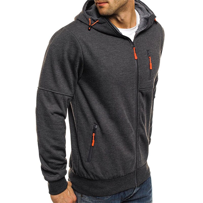 Outdoor Sports Hoodies Running Fitness Jogging Gym Hiking Jacket Men's zipper Hooded Cardigan Slim Hooded Sportswear Coat